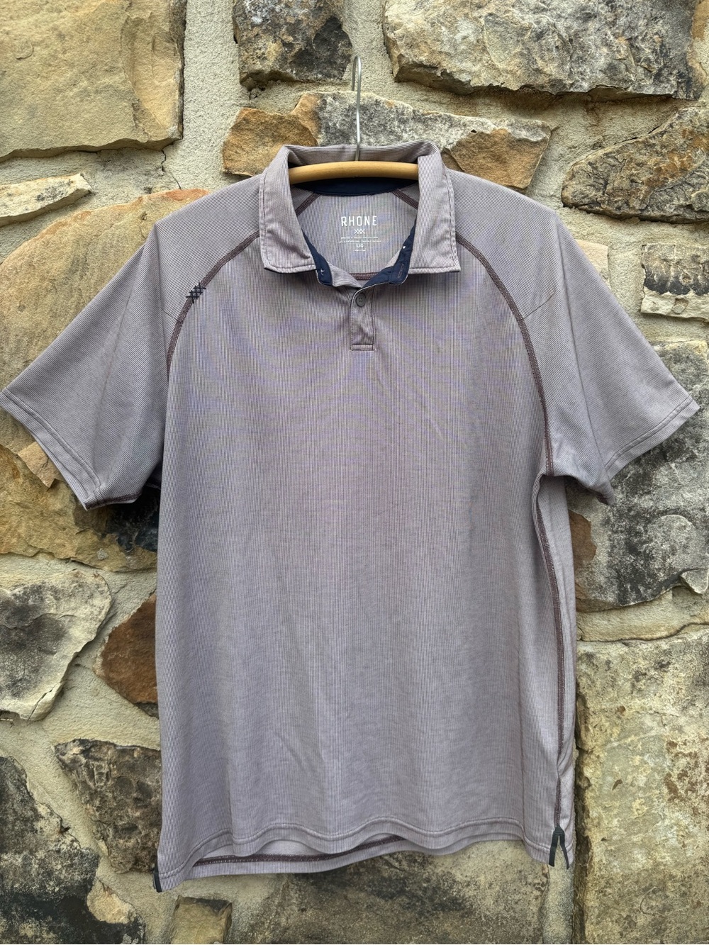 RHONE Men’s Short Sleeve Polo in Taupe Large Golf Preppy Minimalist Office